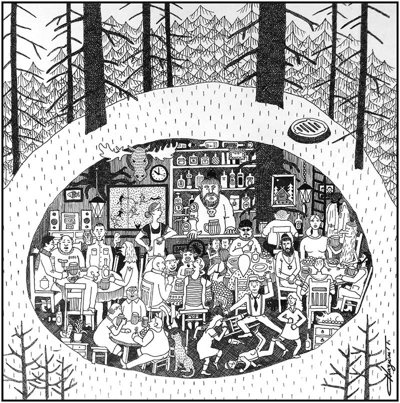 800x805, 413 Kb / Павел Назим, бар, берлога, лес, ч/б