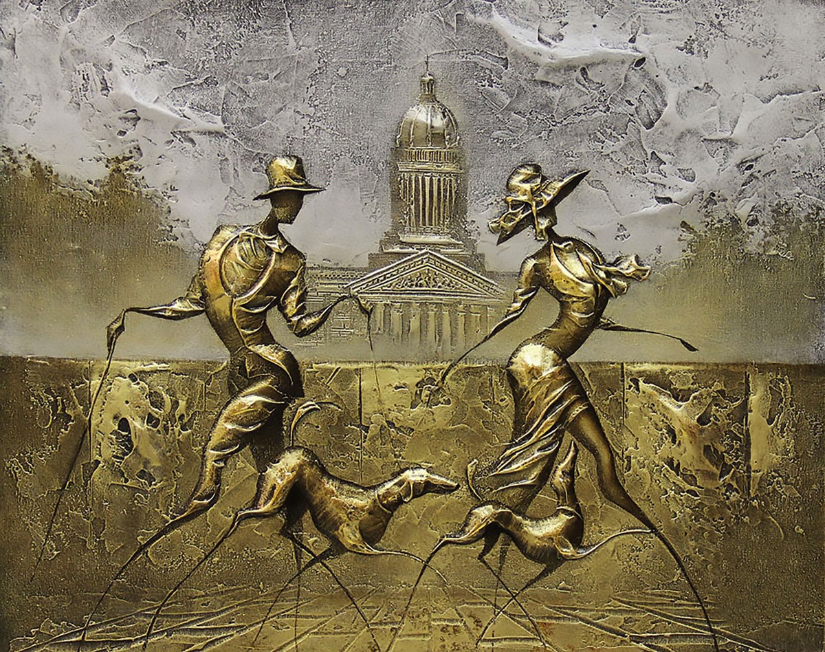 1200x948, 491 Kb / картина, двое, собаки, мостовая, Ковалёв Сергей Анатольевич