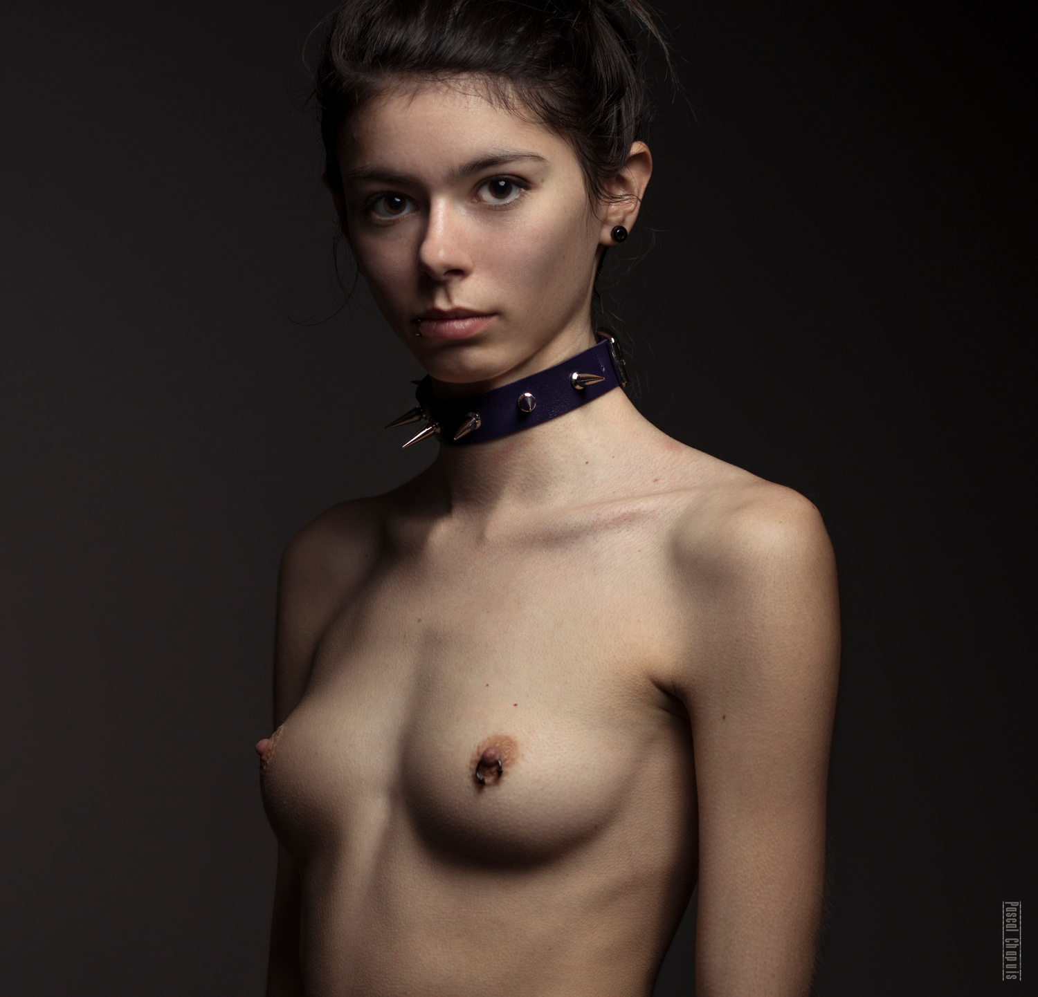 1500x1442, 556 Kb / шатенка, шипы, ошейник, пирсинг