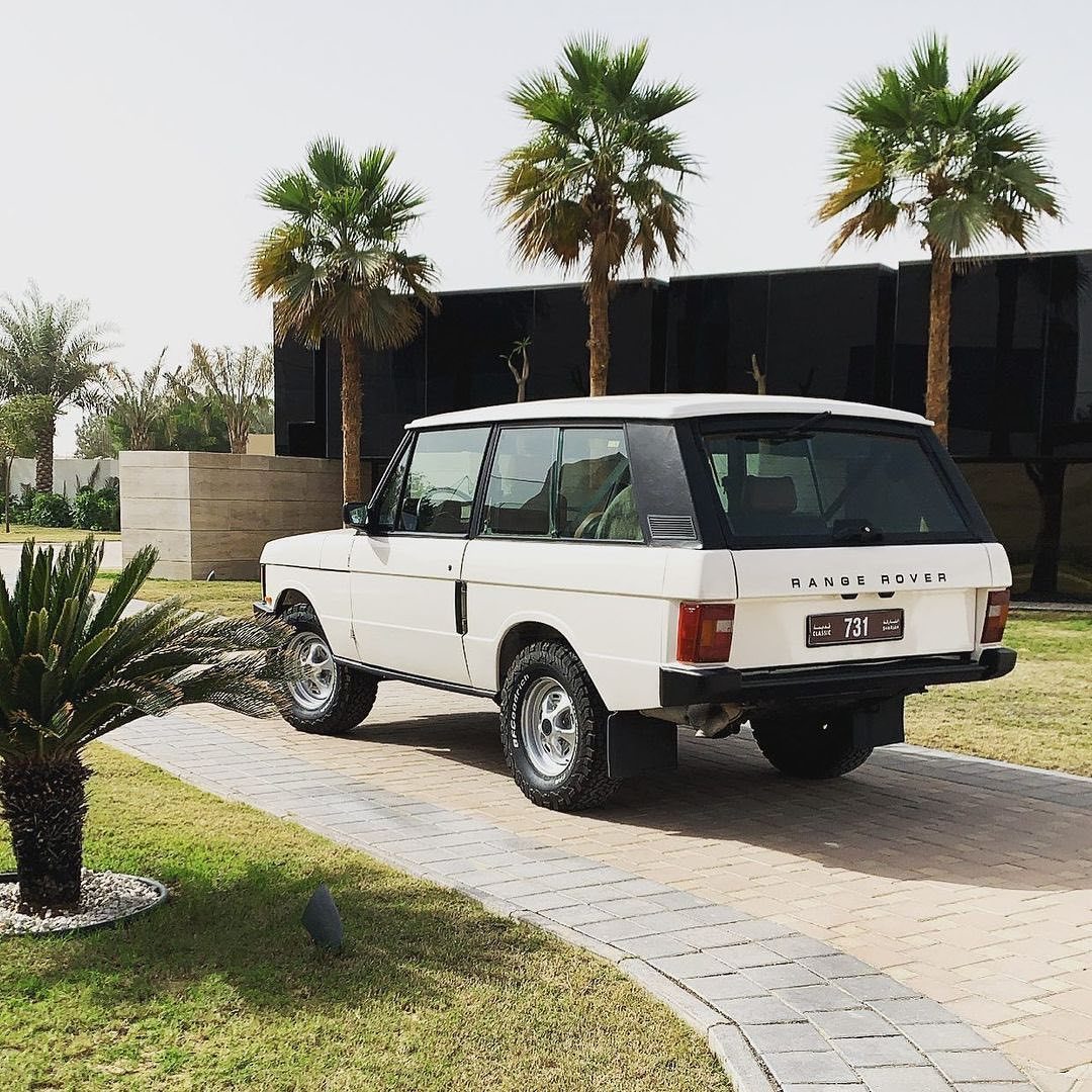 1080x1080, 275 Kb / автомобиль, классика, ретро, пальма, брусчатка, range rover