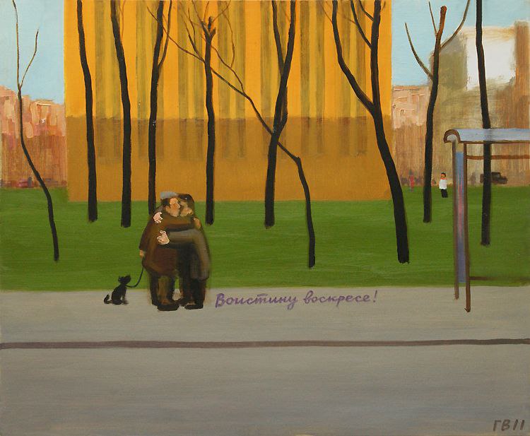 750x617, 76 Kb / живопись, картина, весна, остановка