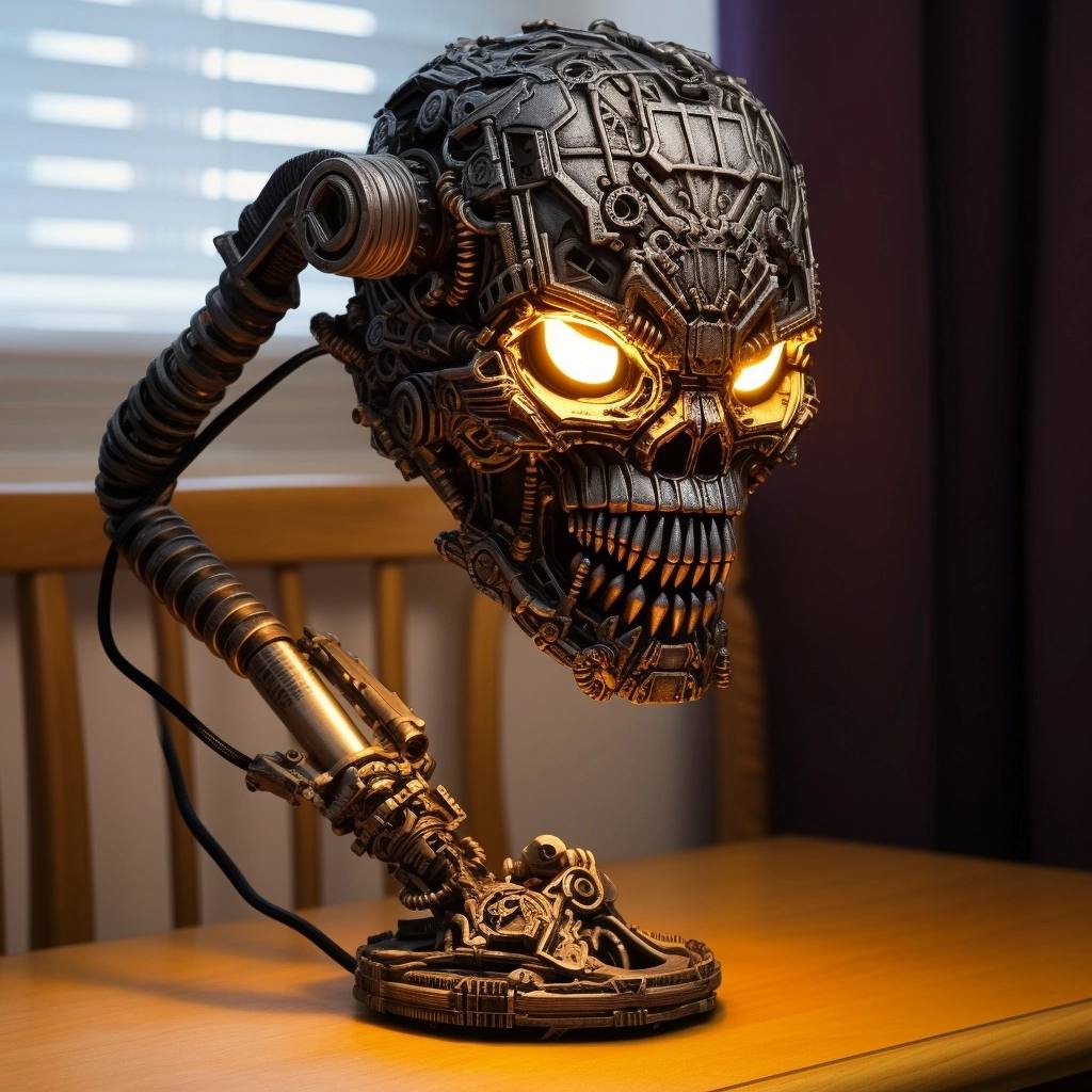 1024x1024, 116 Kb / Настольная лампа, стол, стимпанк, череп