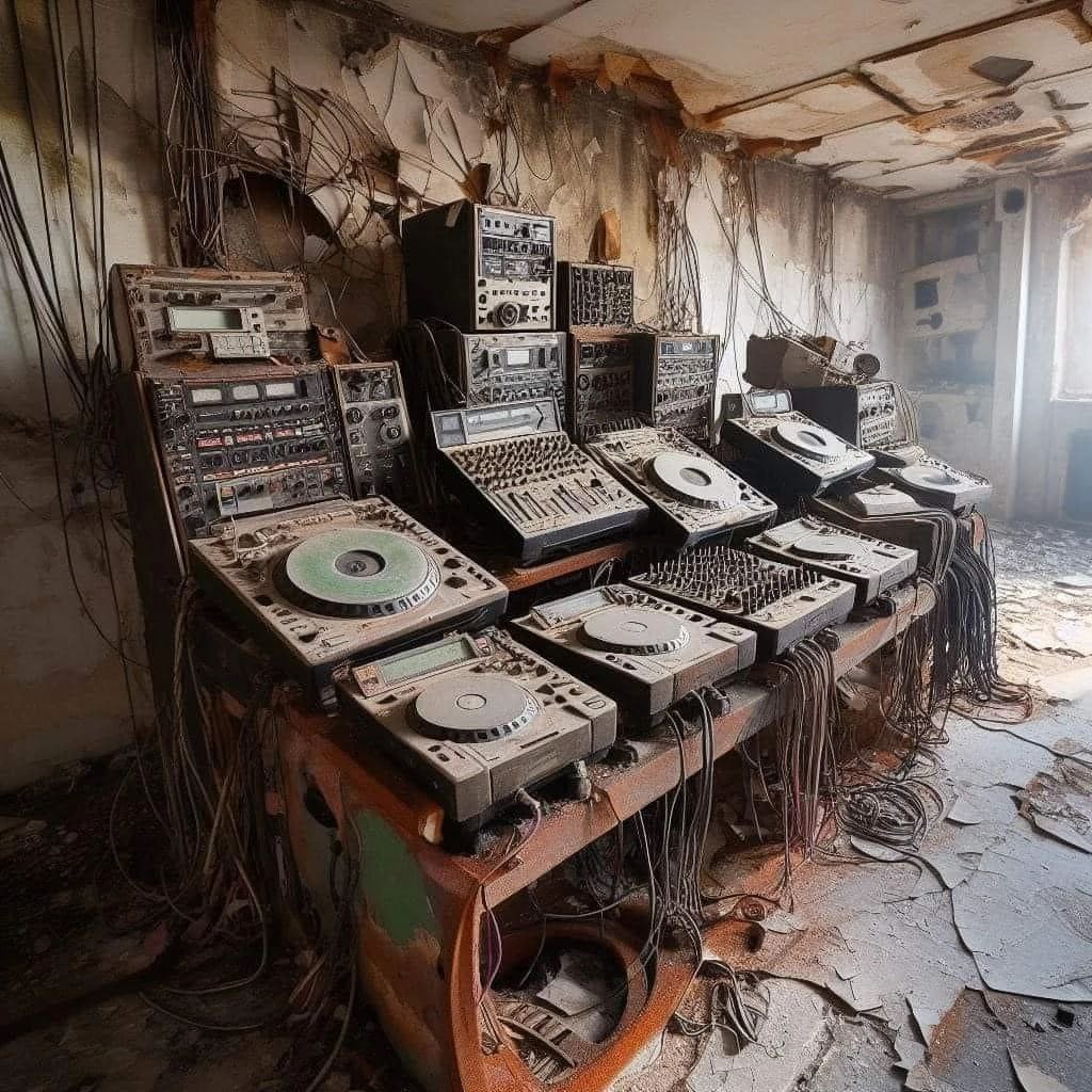 1024x1024, 214 Kb / арт, нейросетка, брошенная, аппаратура