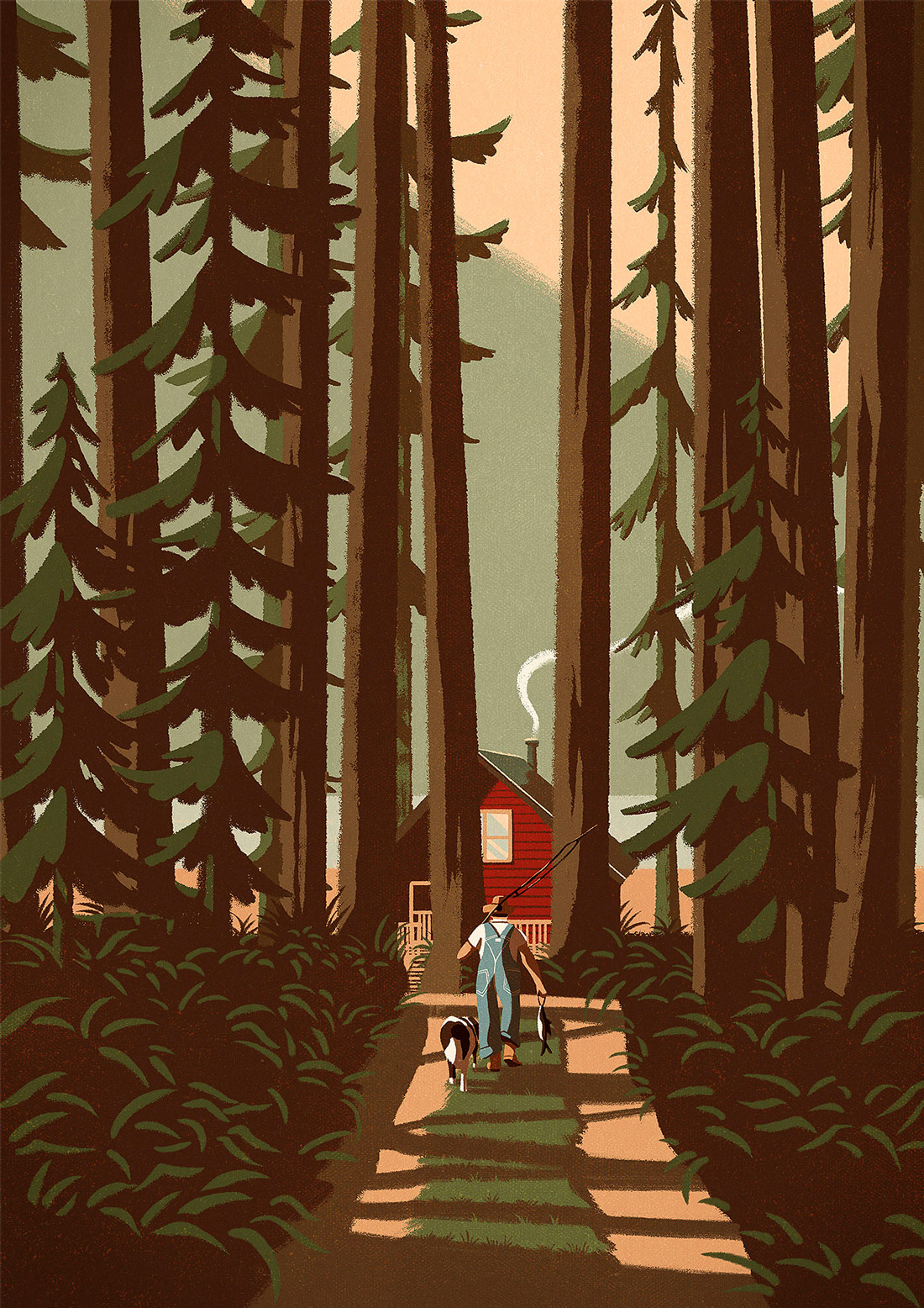 1100x1556, 556 Kb / лес, дорога, улов, рисунок