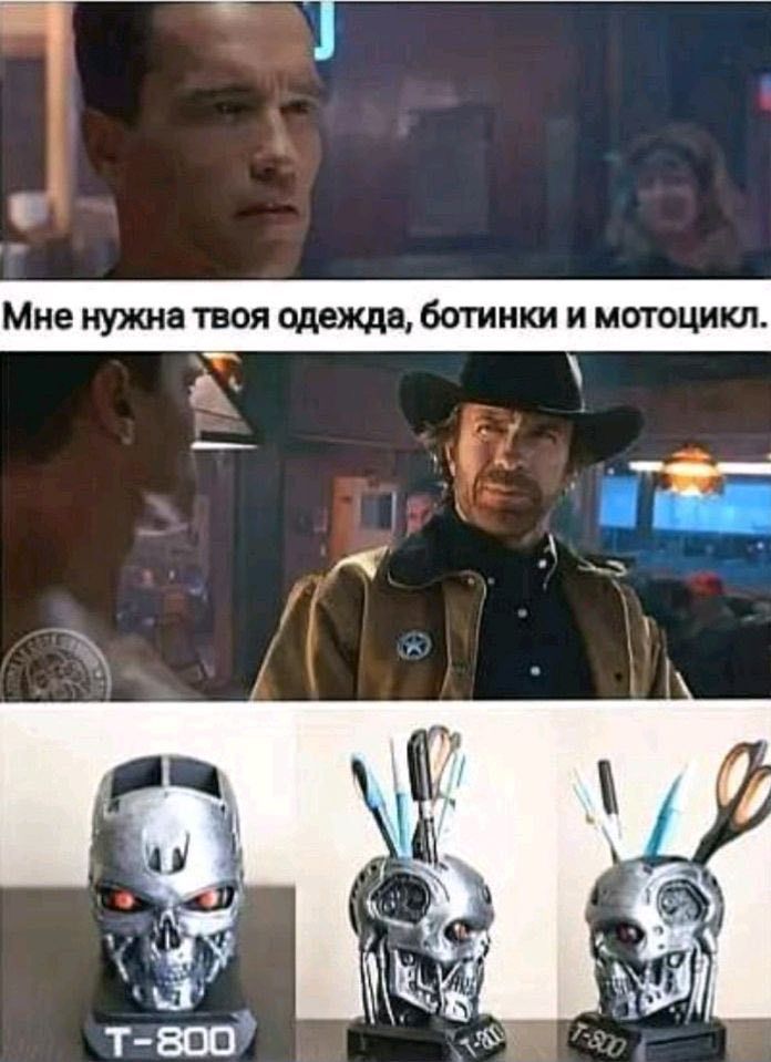 696x959, 82 Kb / Чак Норрис, Арнольд Шварценеггер, Терминатор, Т-800