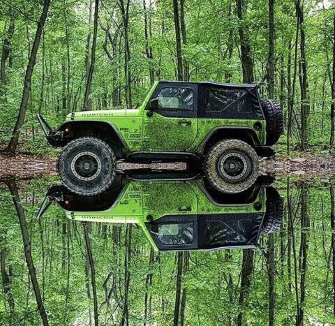 1125x1094, 285 Kb / отражение, лес, джип, вода