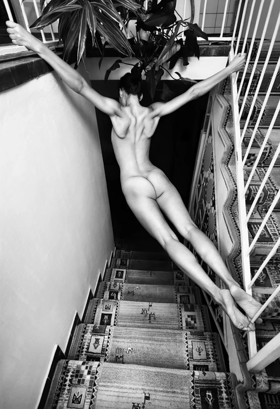 1095x1600, 353 Kb / лестница, перила, ч/б, Viki Kollerova , полет, висит