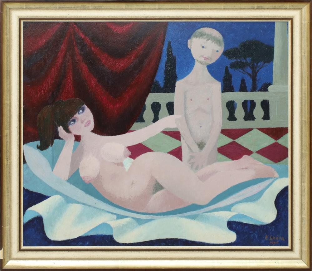 1000x869, 110 Kb / картина, балкон, девушка, скромник