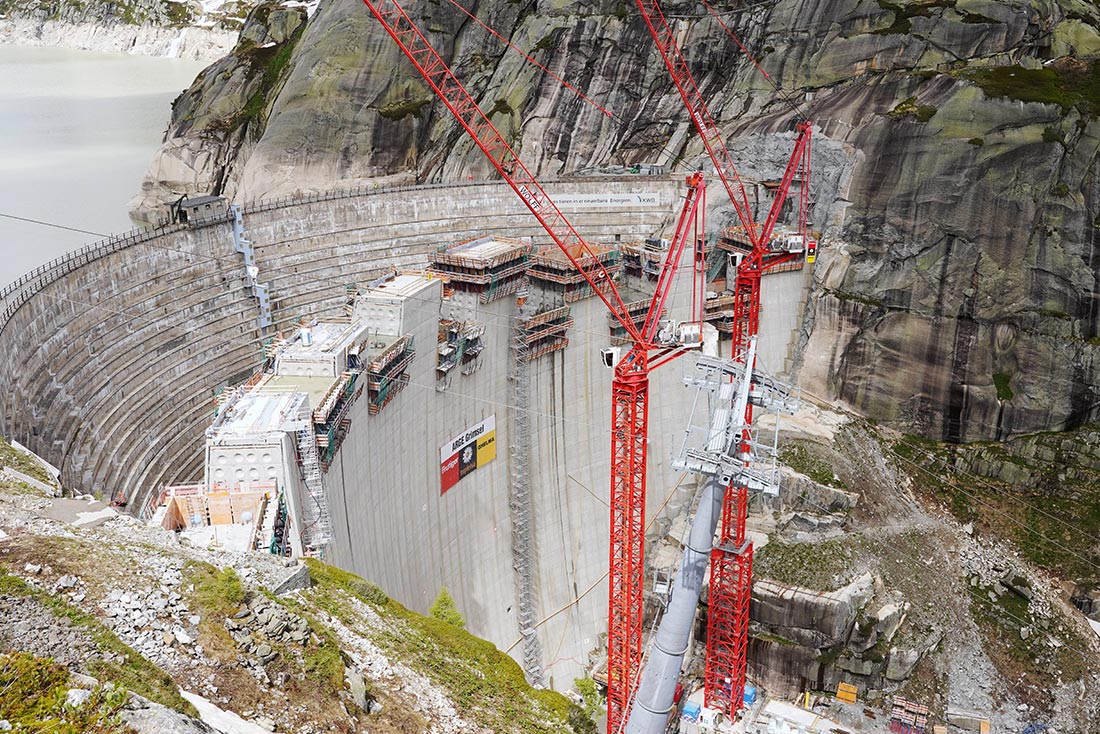 1100x734, 283 Kb / Плотина, Германия, кран, горы, стройка