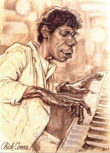 360x499, 35 Kb / шарж, Chick Corea, джаз, пианист, рояль