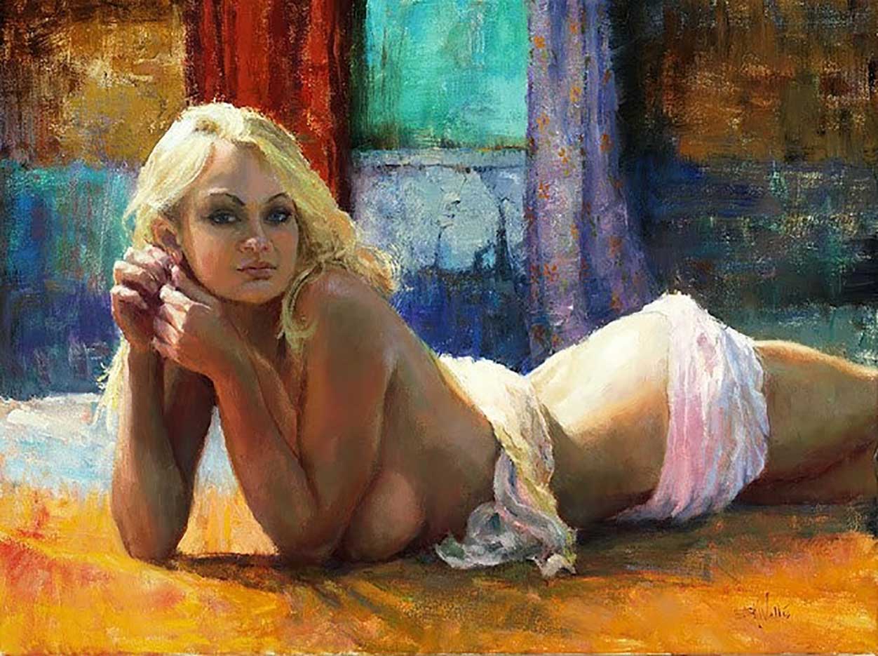 1252x935, 157 Kb / картина,  масло  голая, блондинка