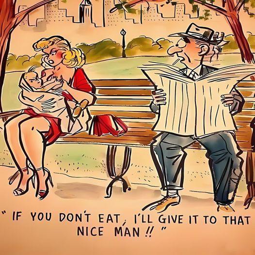 526x526, 79 Kb / мама, ребенок, кормление, мужчина с газетой, скамейка