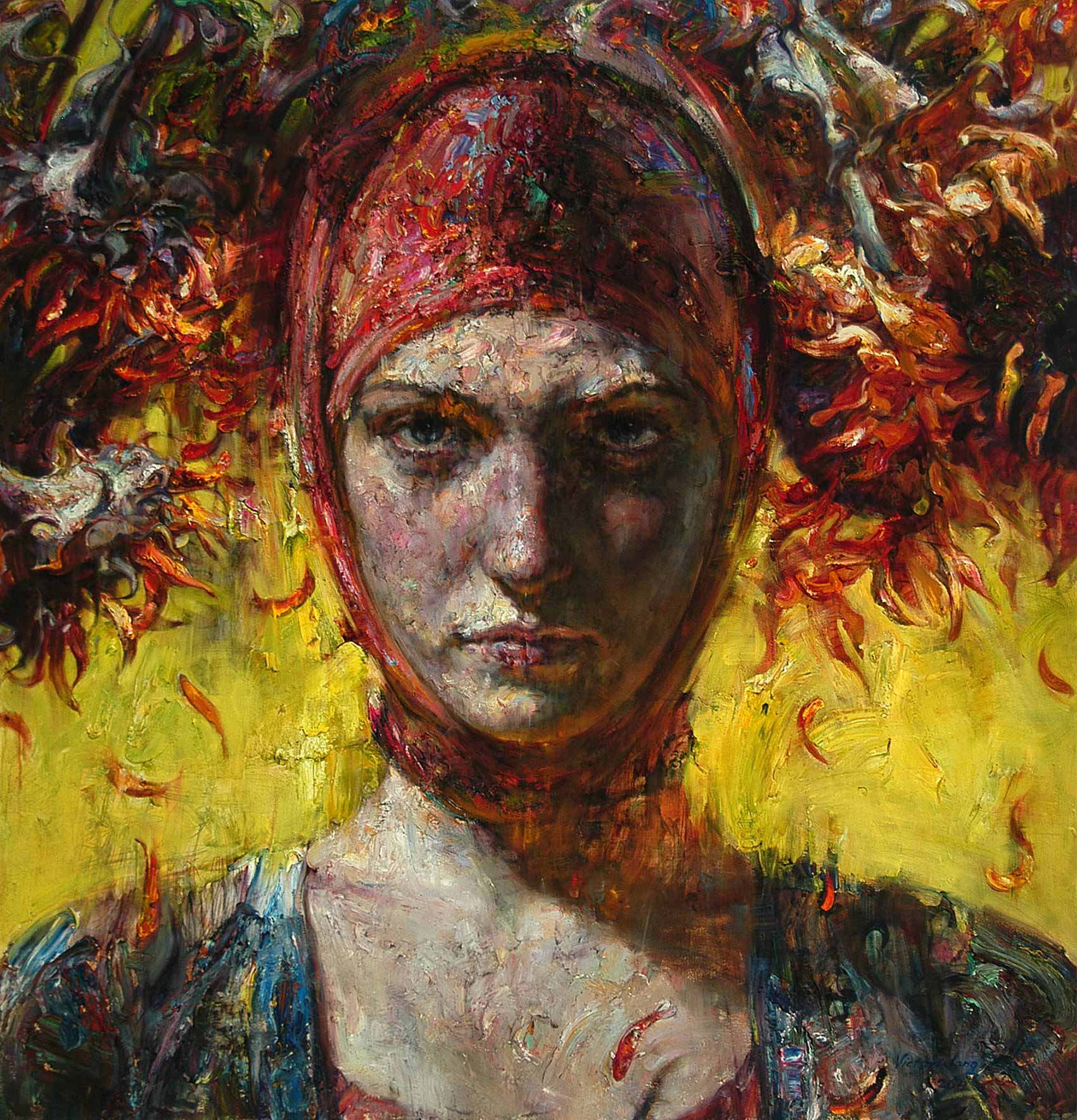 1700x1769, 374 Kb / Виктор Вонг, портрет, девушка, живопись, масло, холст