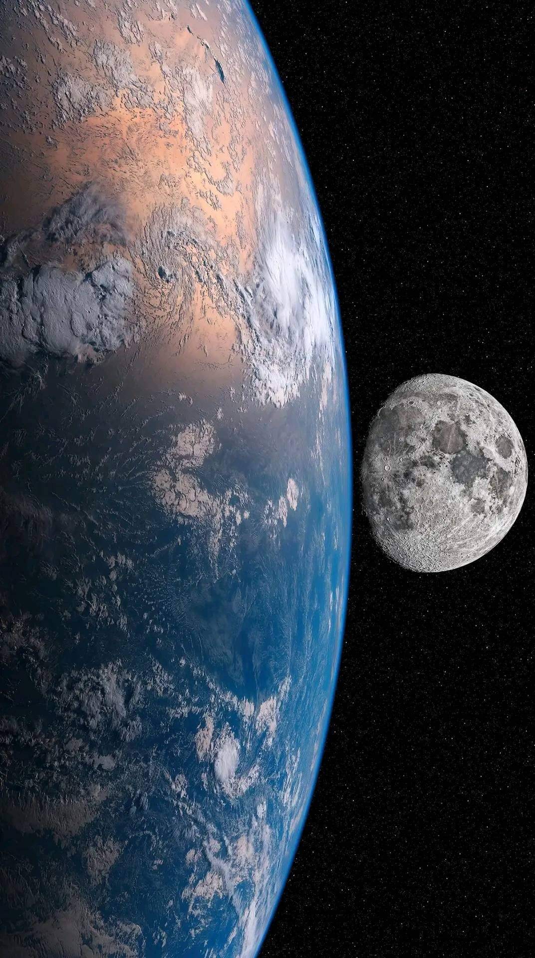 1072x1920, 340 Kb / Земля, луна, космос