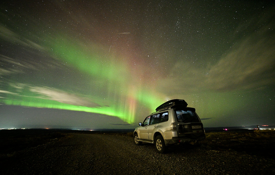 1100x700, 174 Kb / Мурманск, северное сияние, Mitsubishi, Pajero