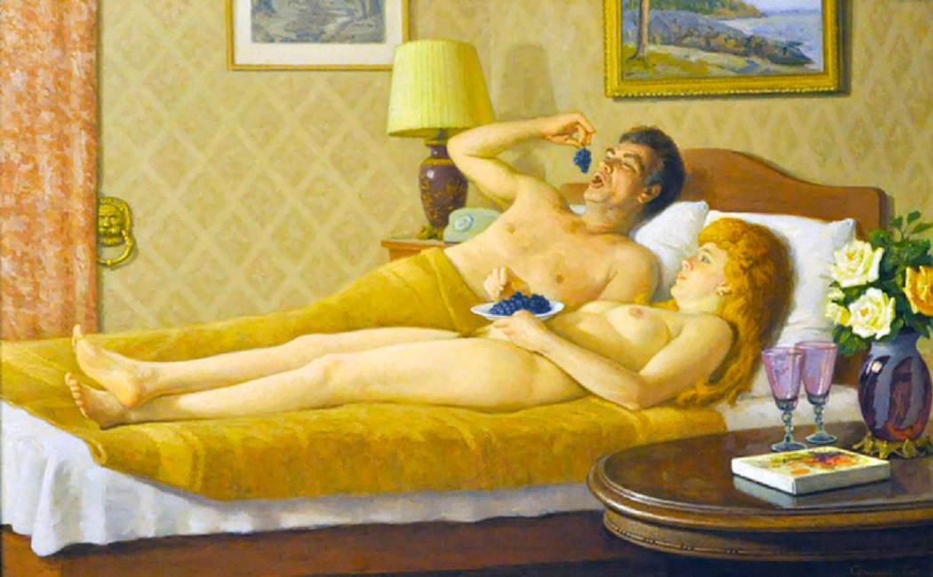 1050x650, 211 Kb / виноград, геннадий семаков, торшер, бокал, картина, цветы