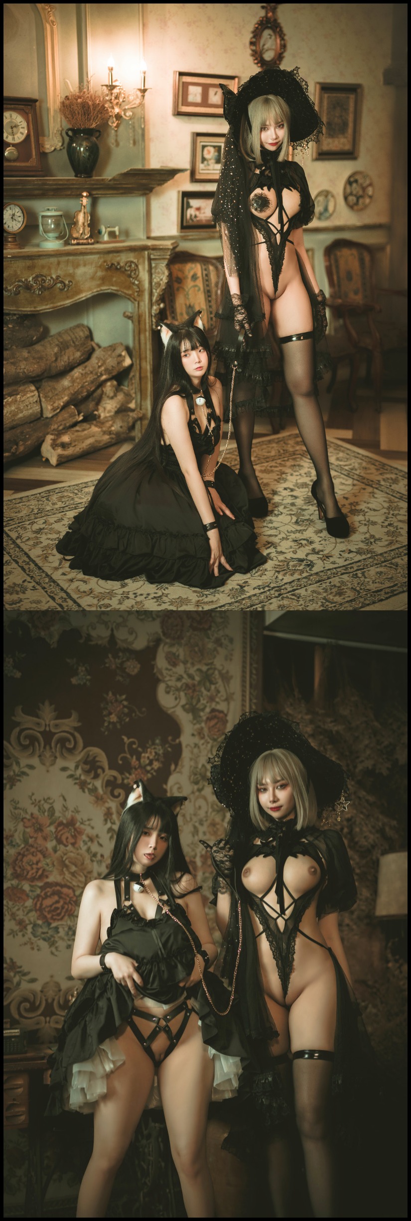 825x2447, 424 Kb / Бревна, часы, туфли, колокольчик, кресло, ковер, ваза, картины, уши,чулки, ноги, лобок, пара, поводок, платье, фата, rakuraku166