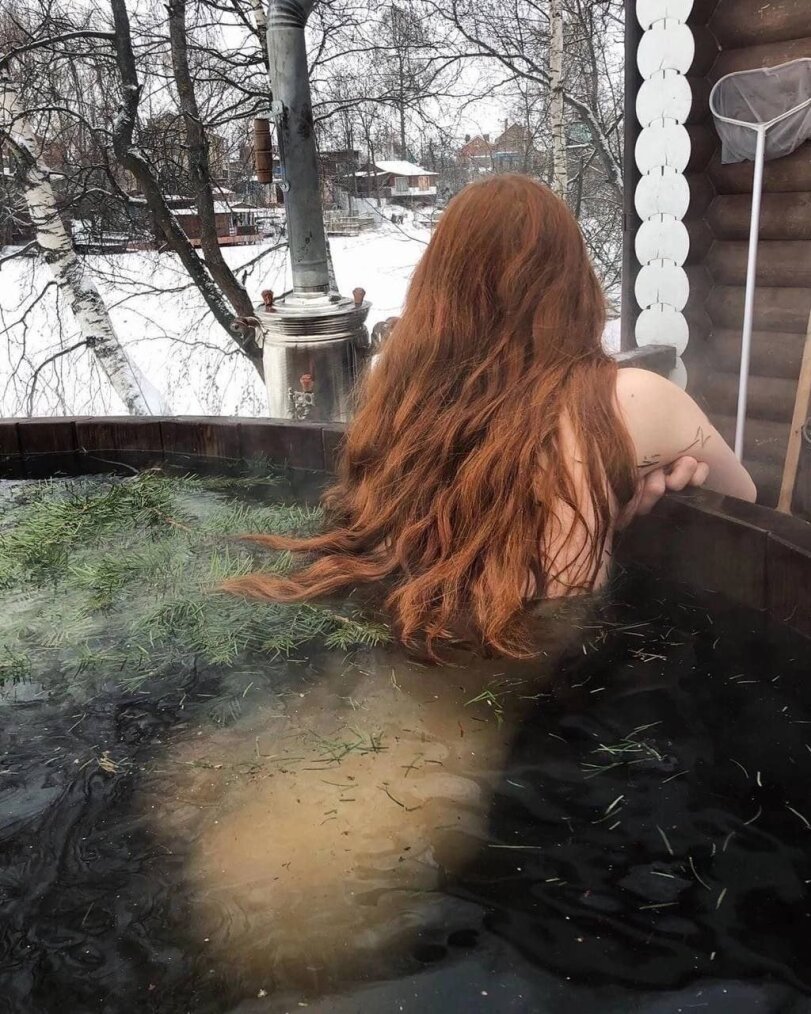 811x1014, 215 Kb / изба, сачок, чан, самовар, береза, ель, рыжая, купель