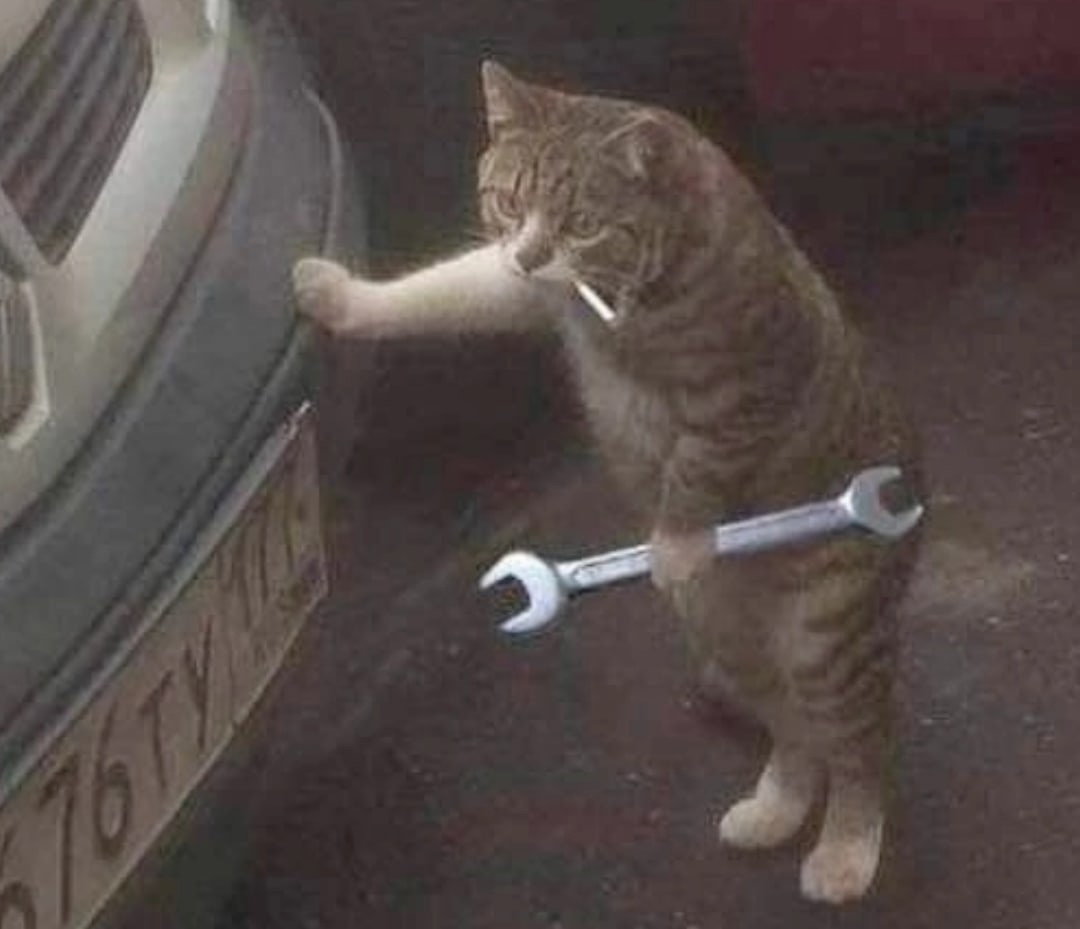 1080x929, 124 Kb / Кот, сигарета, гаечный ключ, отчаяние