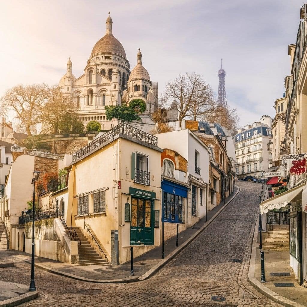 1024x1024, 260 Kb / Франция, Париж, Монмартр, Эйфелева башня