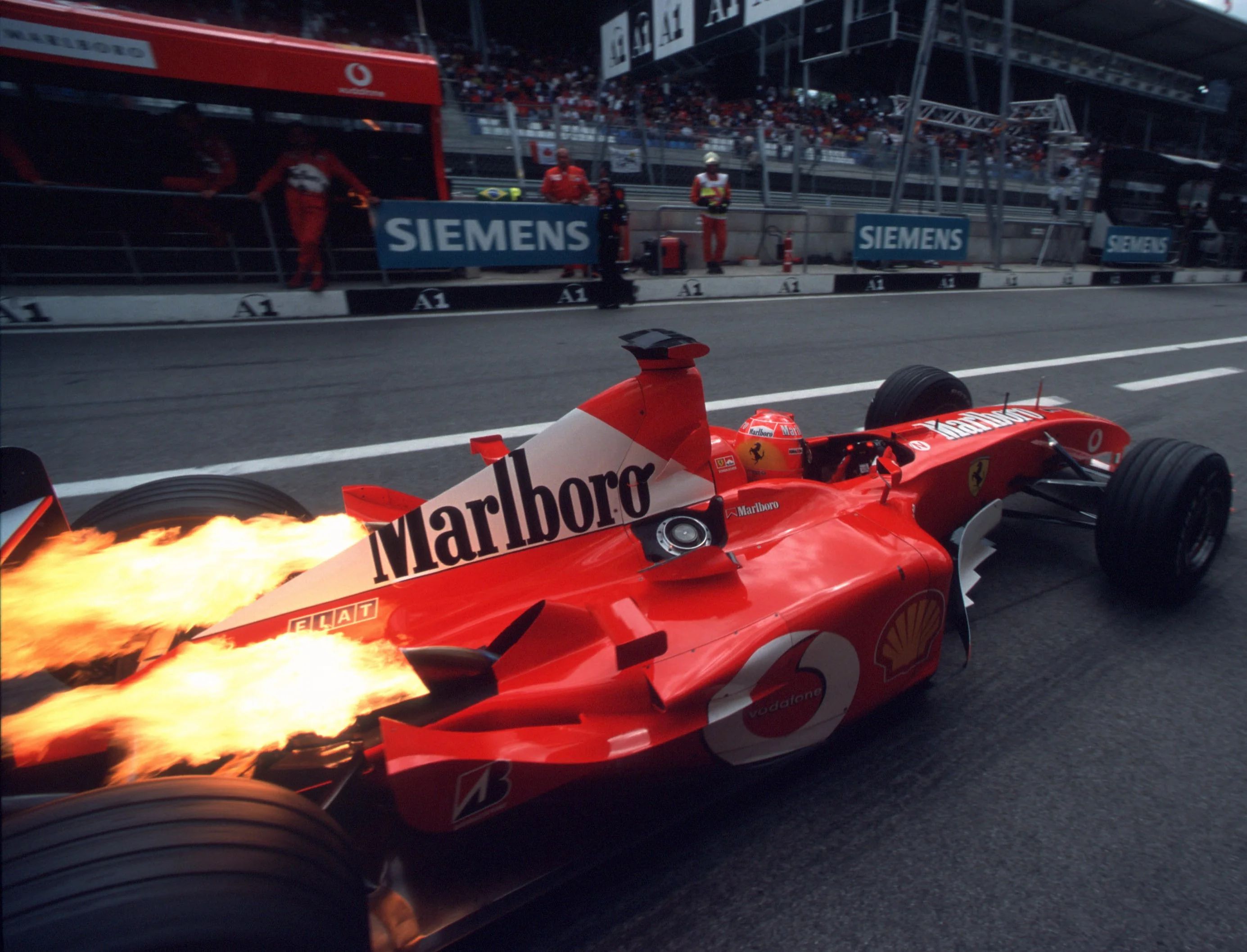 2770x2115, 508 Kb / Шумахер, Michael Schumacher, Формула 1, гонки, огонь, marlboro, siemens