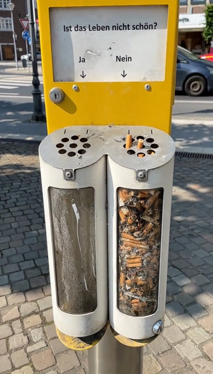 731x1280, 153 Kb / Голосование, урна, окурки, сигарета