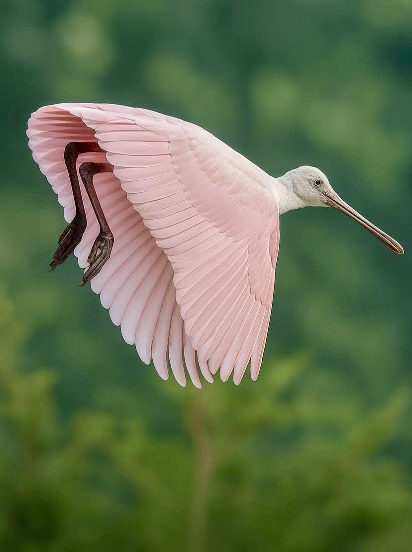 828x1108, 126 Kb / Птица, крылья, розовый, полет, Розовая колпица