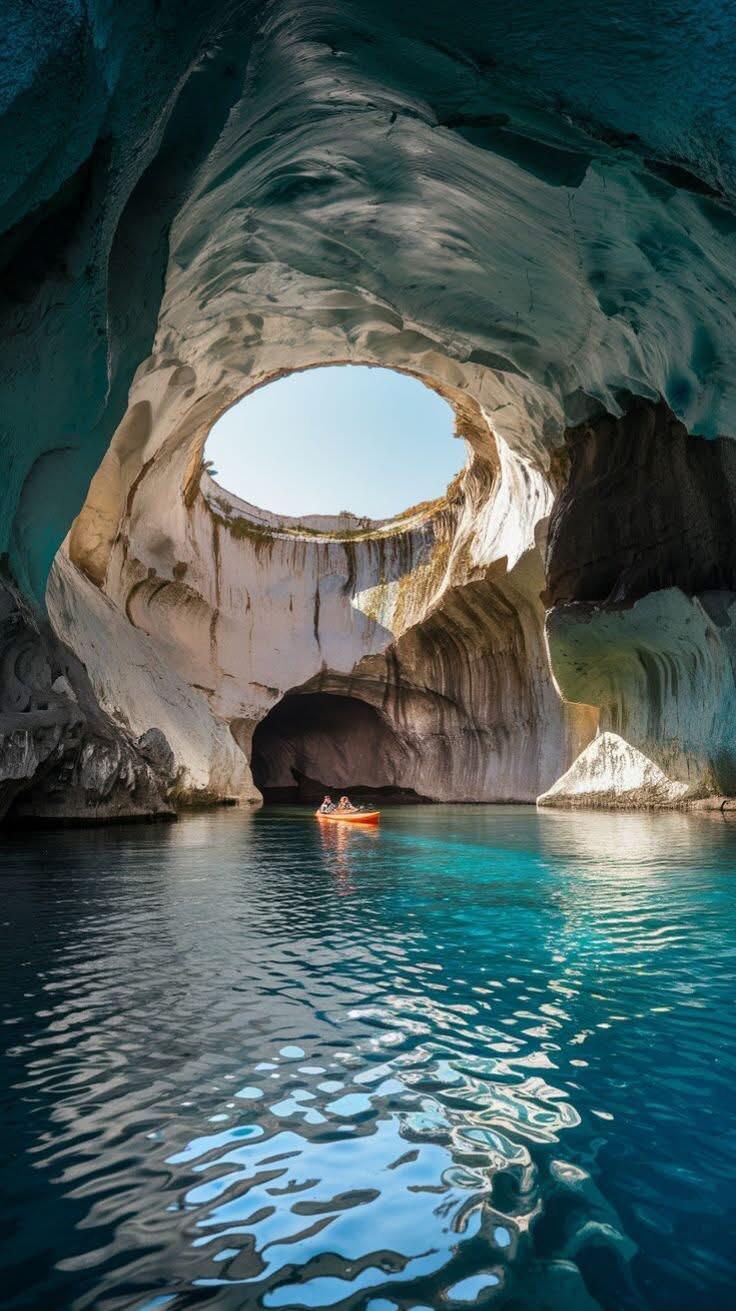 736x1311, 132 Kb / лодка, каноэ, пещера, остров, Милос, Греция