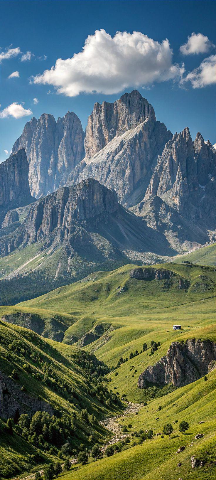 736x1635, 287 Kb / Горы, небо, река, долина, облака