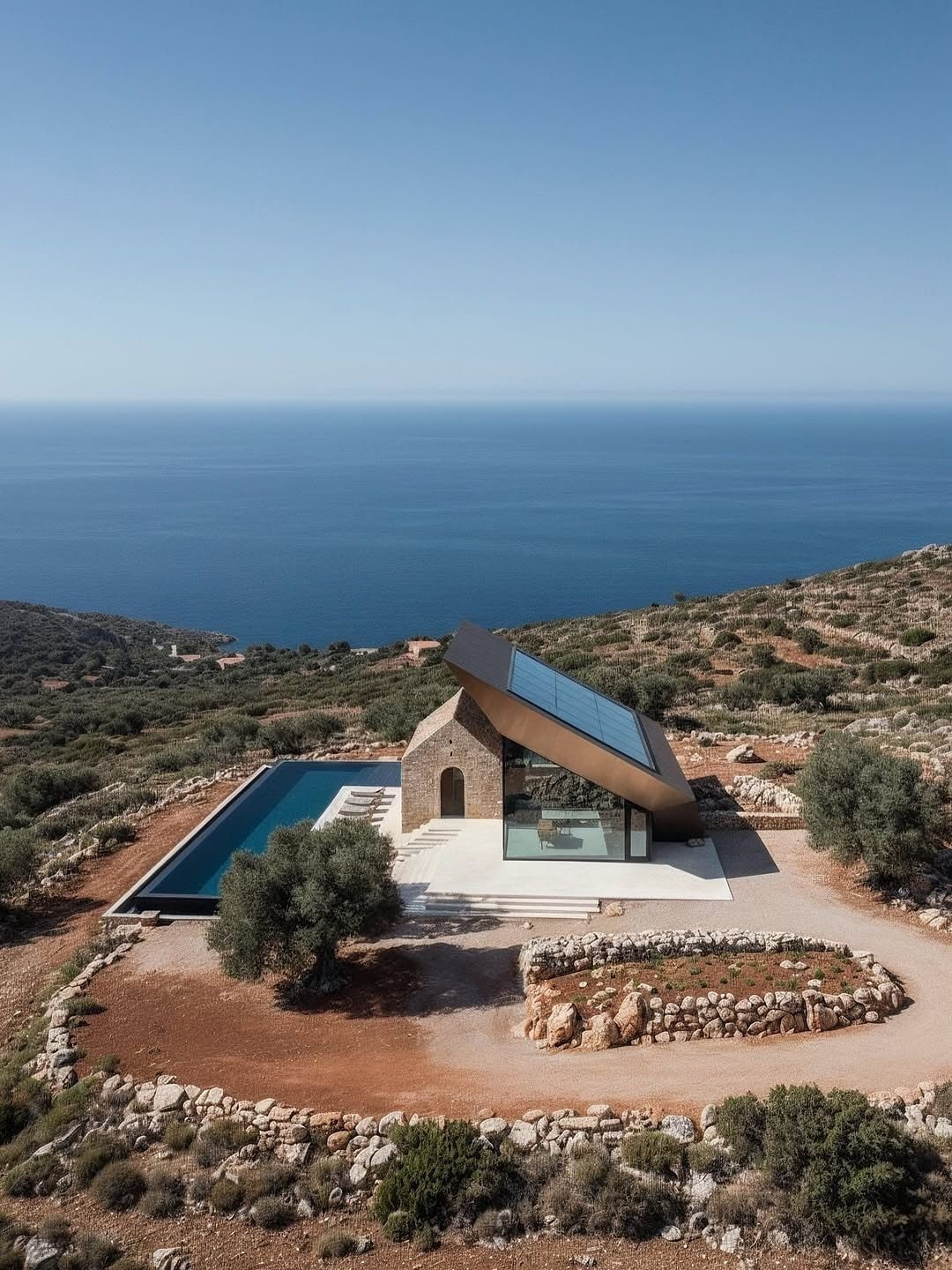 1080x1440, 341 Kb / домик в деревне, дом, забор, камни, побережье, архитектура, дизайн, пейзаж