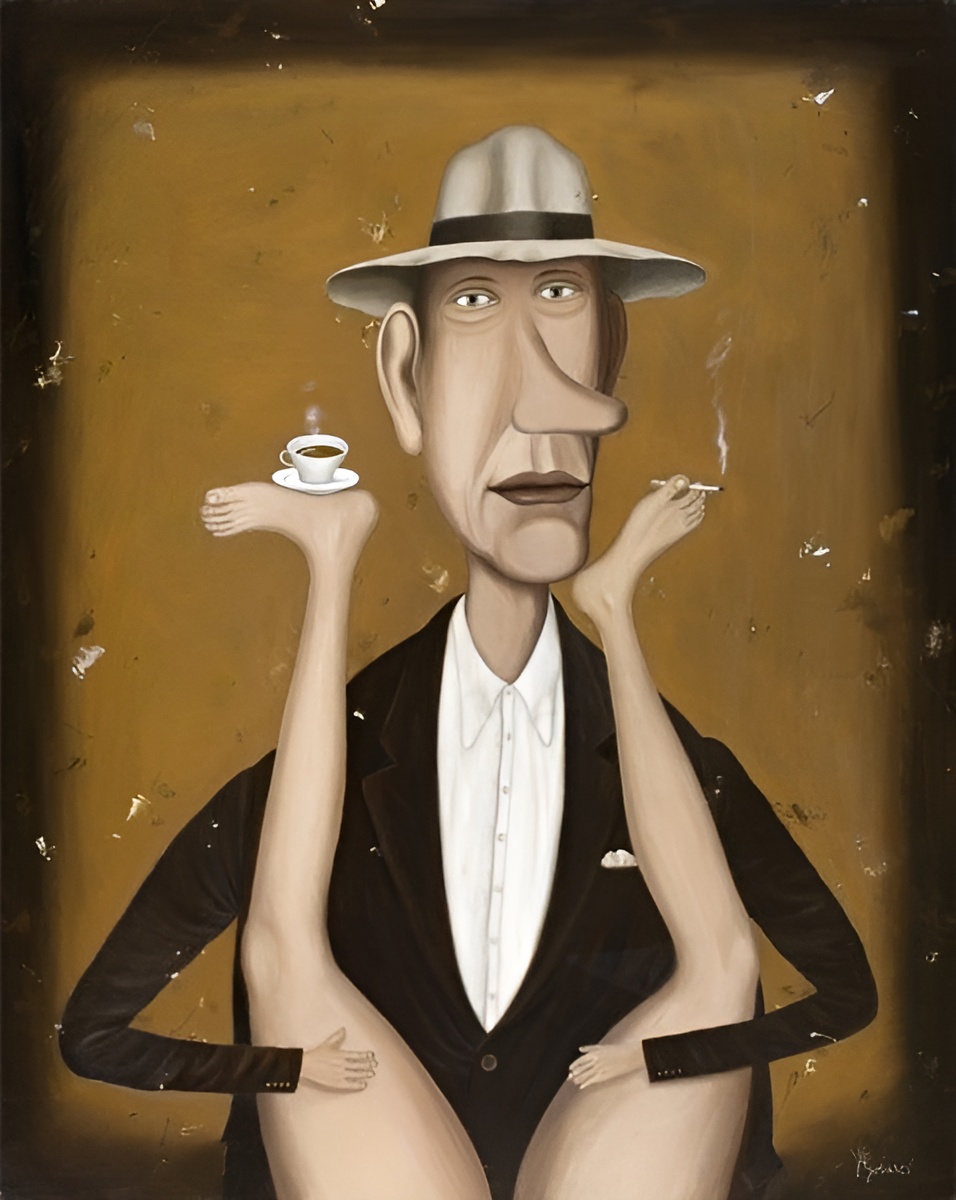 956x1200, 229 Kb / нога, рука, чашка, сигарета, шляпа