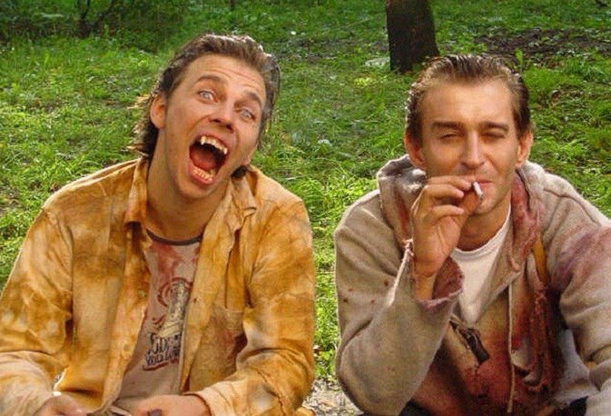 673x458, 90 Kb / Лагутенко, Хабенский, Ночной дозор, зубы, сигарета