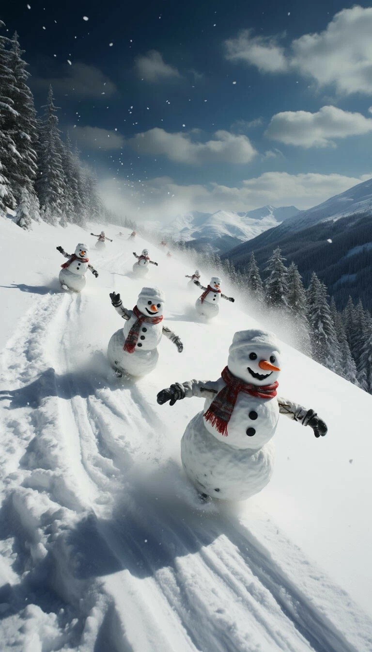 768x1344, 179 Kb / снеговики, горка, катаются