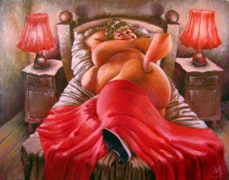 799x630, 281 Kb / александр иванов, кровать, тело, красный, светильник, рисунок