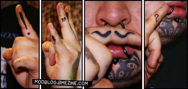 600x285, 35 Kb / тату, нос, руки, пальцы, пирсинг