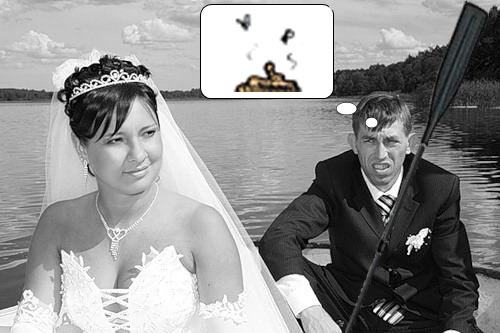 500x333, 30 Kb / ч/б, свадьба, невеста, лодка, вода, весло, говно