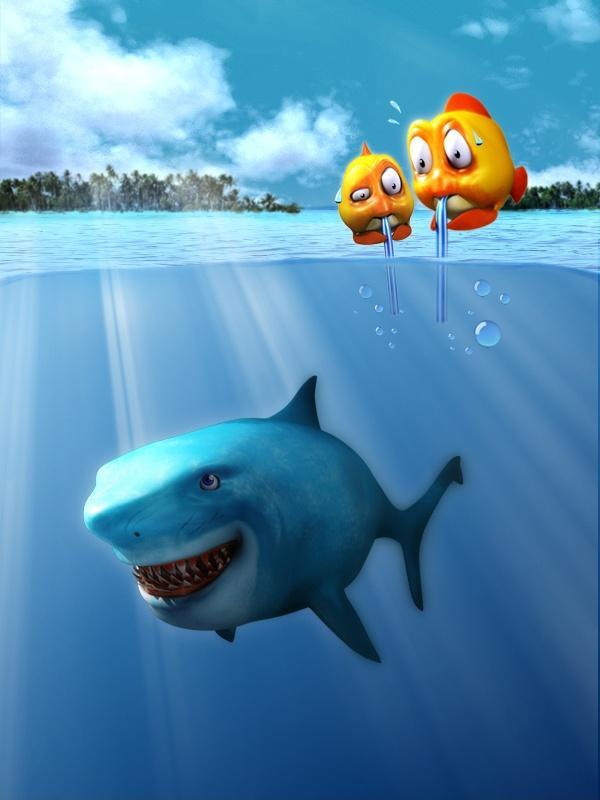 600x800, 38 Kb / акула, рыбы, прячутся