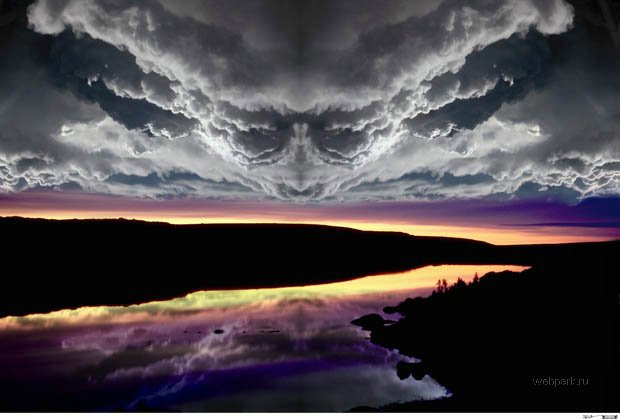 620x419, 38 Kb / природа, небо, река, горы, психоделика