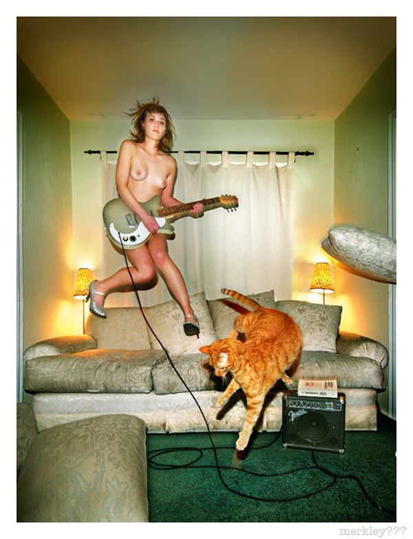 600x783, 74 Kb / девушка, гитара, комбик, ковер, диван, кот