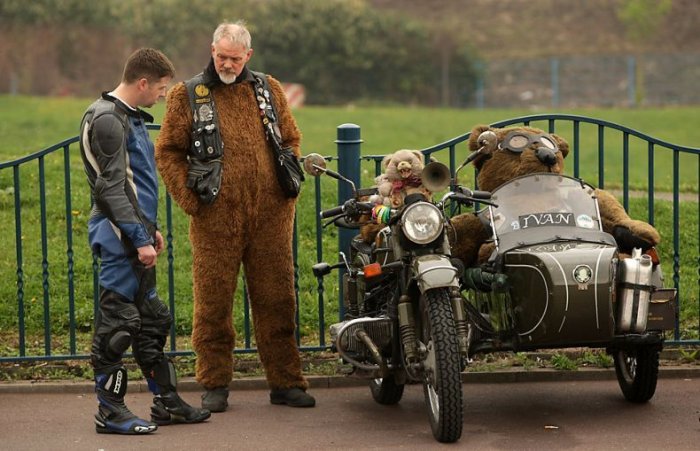 700x451, 77 Kb / байкер, медведь