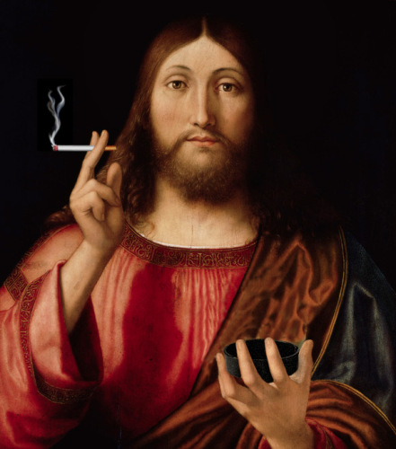 441x500, 68 Kb / иисус, пепельница, сигарета