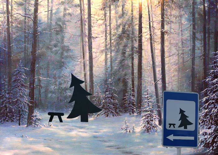 700x500, 64 Kb / лес, знак, ёлка, наклон