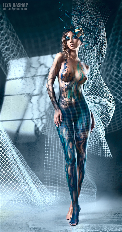 394x750, 237 Kb / бодиарт, сети, русалка