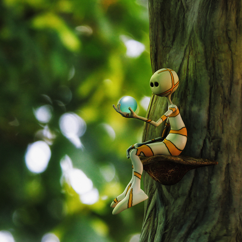 925x925, 333 Kb / дерево, человечек, гриб, шар