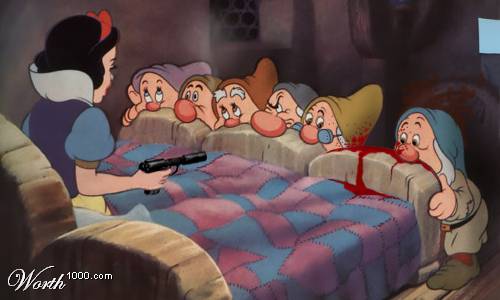 500x300, 20 Kb / белоснежка, гномы, пистолет