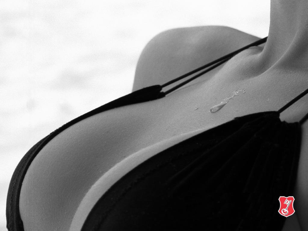 1024x768, 73 Kb / ч/б, купальник, сиськи, капля