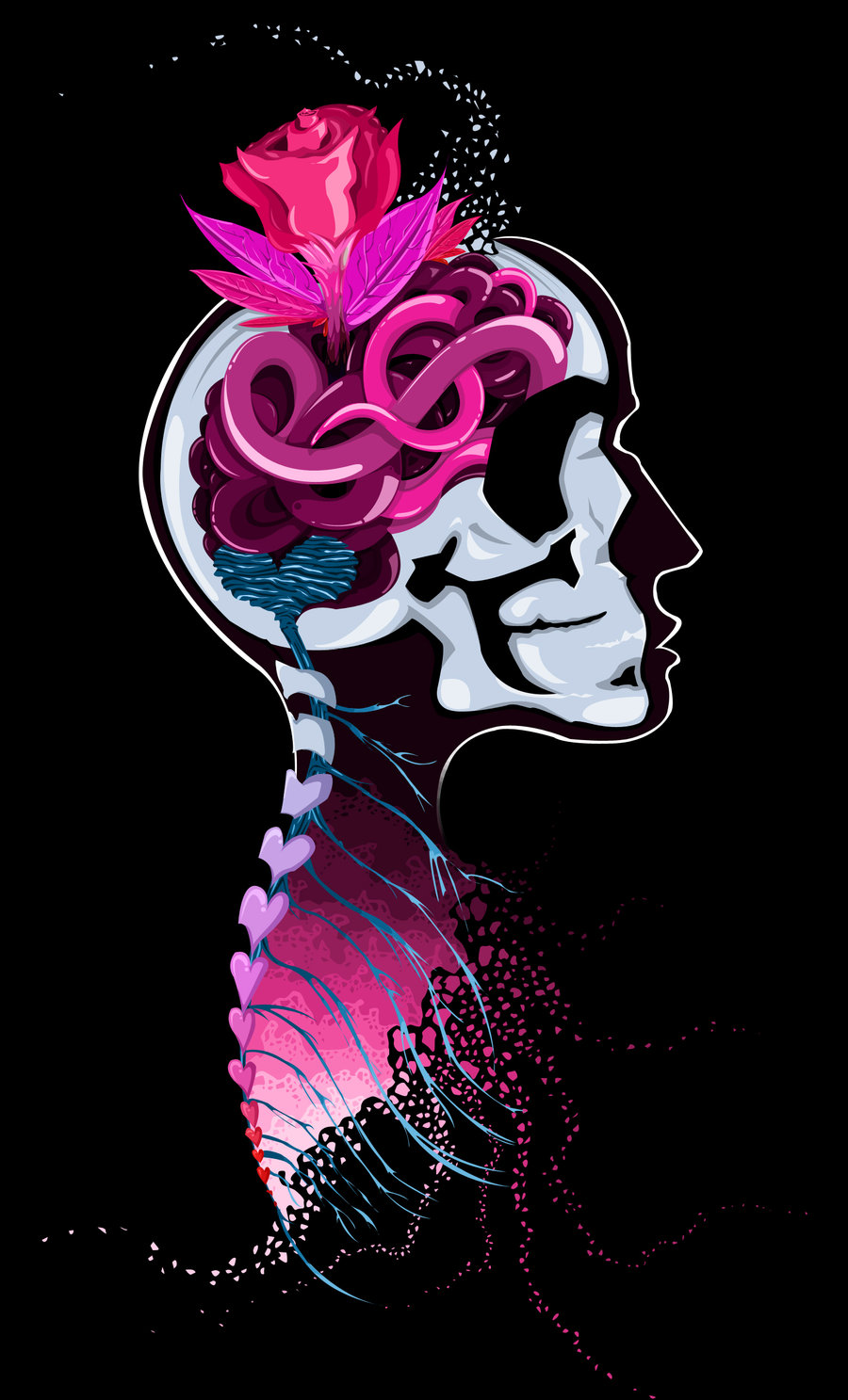 900x1487, 209 Kb / скелет, череп, роза