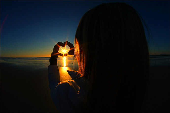 690x460, 43 Kb / Валентинка, Девушка, Закат