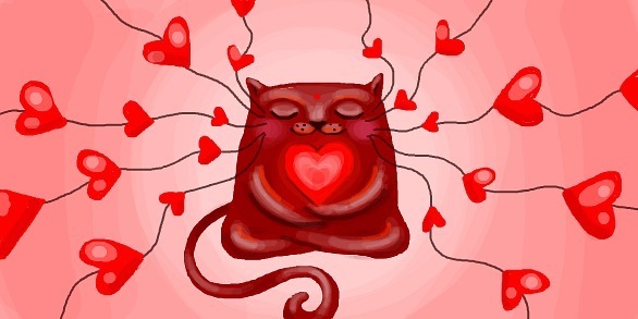 586x293, 47 Kb / кот, любовь