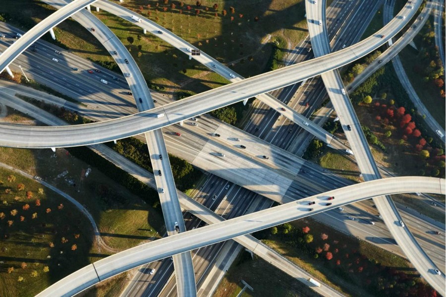 900x599, 184 Kb / развязка, машины